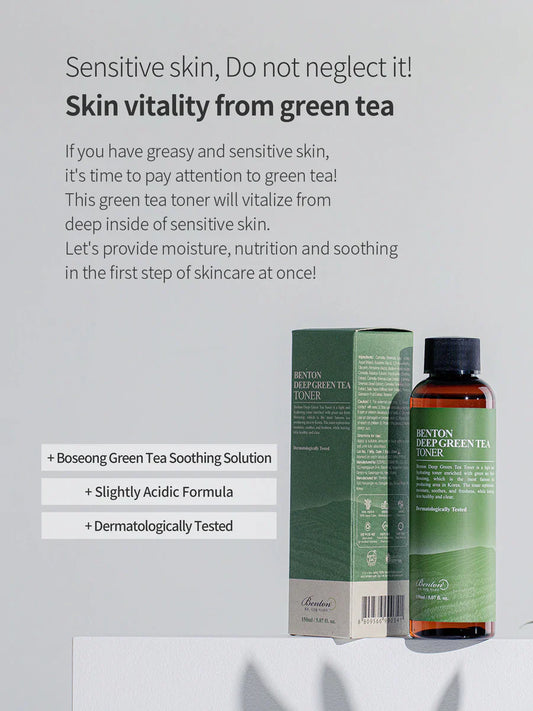 Deep Green Tea Toner 150ml - para pieles sensibles
