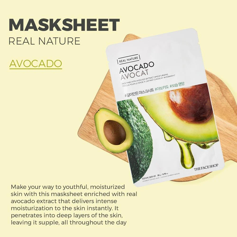 Real Nature Avocado Mask – Mascarilla nutritiva de tela