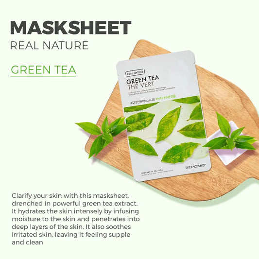 Real Nature Green Tea Mask – Mascarilla calmante