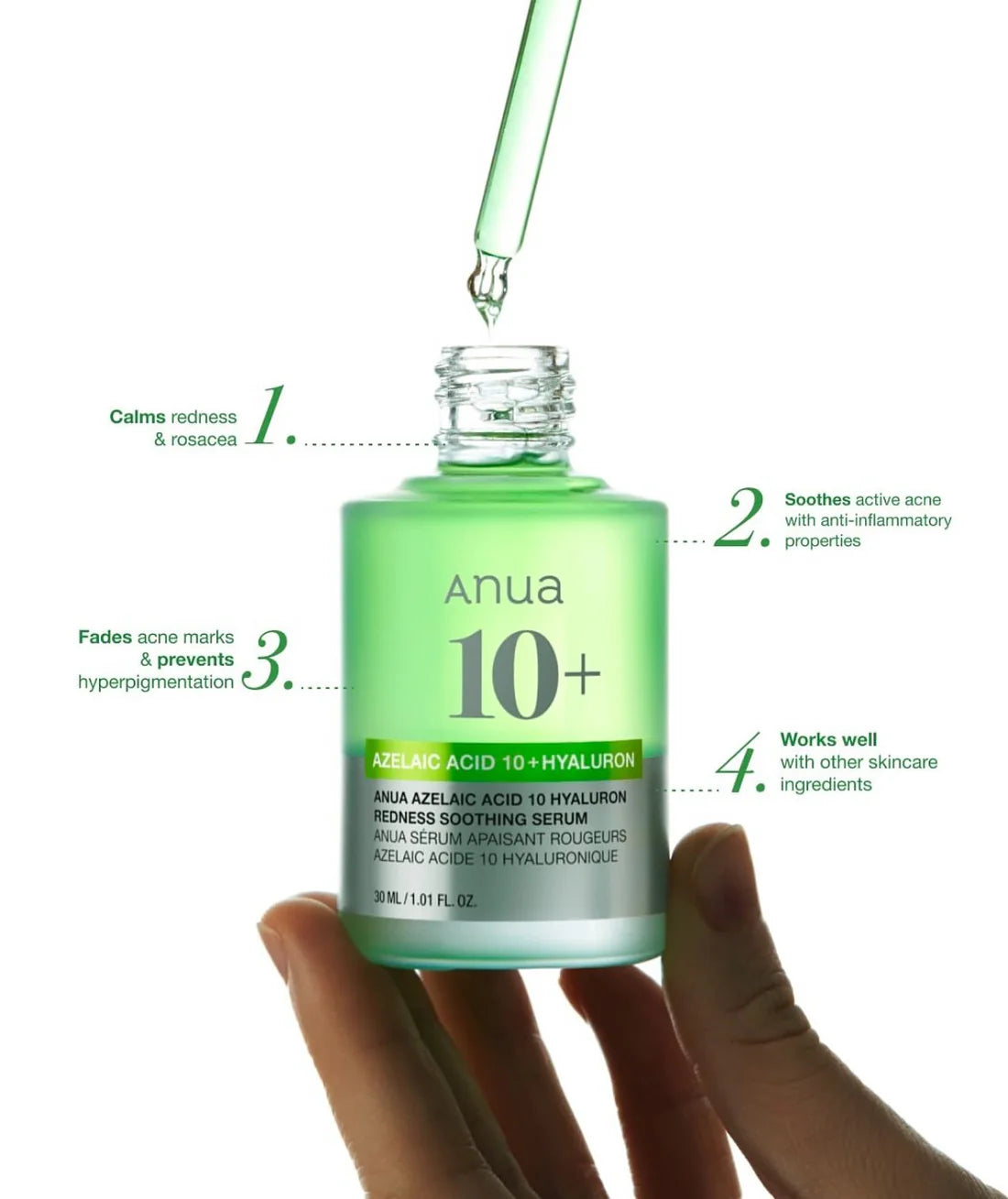 Azelaic Acid 10 Hyaluron Redness Soothing Serum (30 ml) -mejora la textura