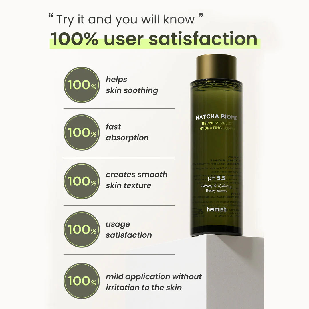Matcha Biome Redness Relief Hydrating Toner 150ml -Reduce la irritación.