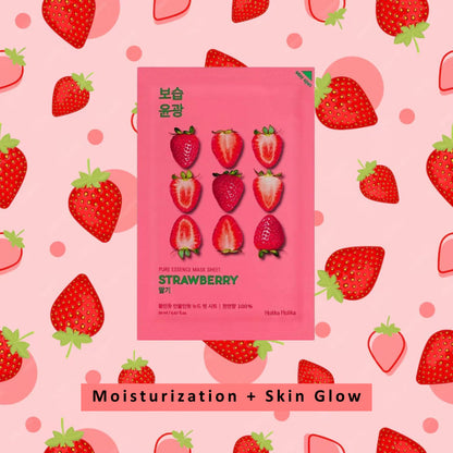  Pure Essence Mask Sheet Strawberry 20ml  – Iluminadora y Nutritiva