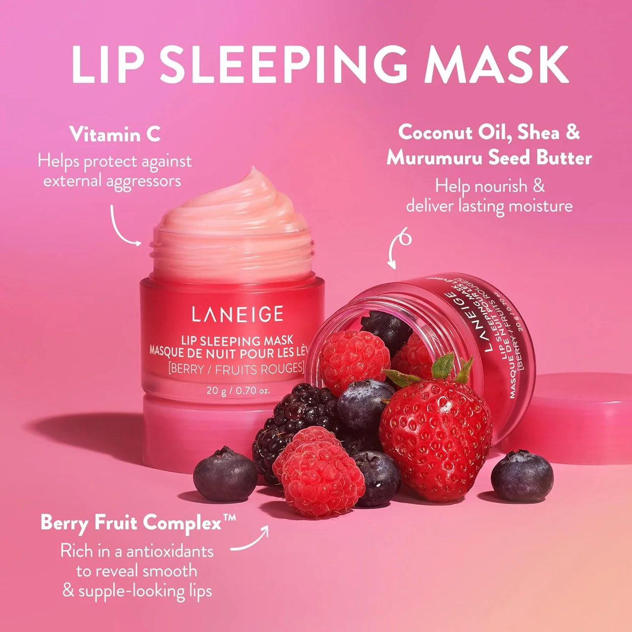 Lip Sleeping Mask EX Berry (20g) - suaviza los labios