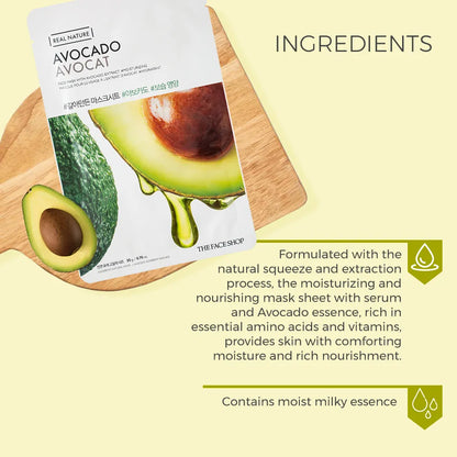 Real Nature Avocado Mask – Mascarilla nutritiva de tela