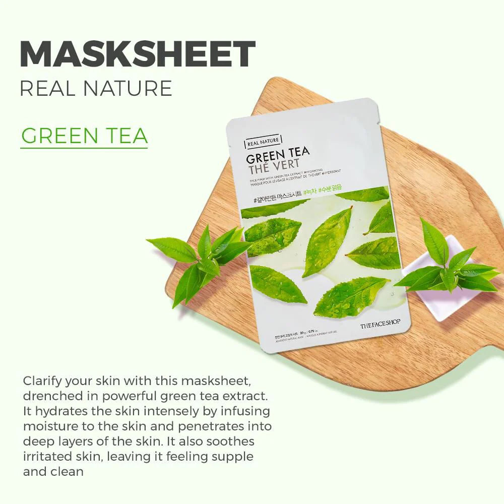 Real Nature Green Tea Mask – Mascarilla calmante