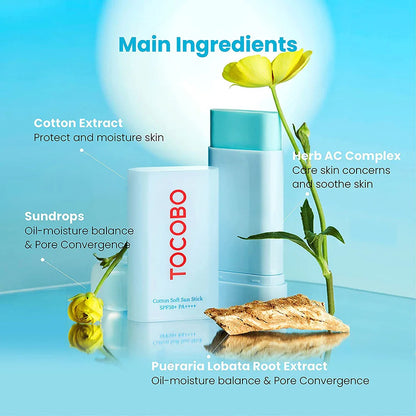 Cotton Soft Sun Stick SPF50+ PA++++(19g) -ligero y mate