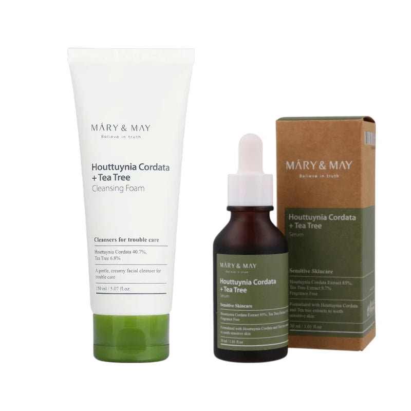 Mary & May – Houttuynia Cordata + Tea Tree Cleansing Foam + Serum Bundle