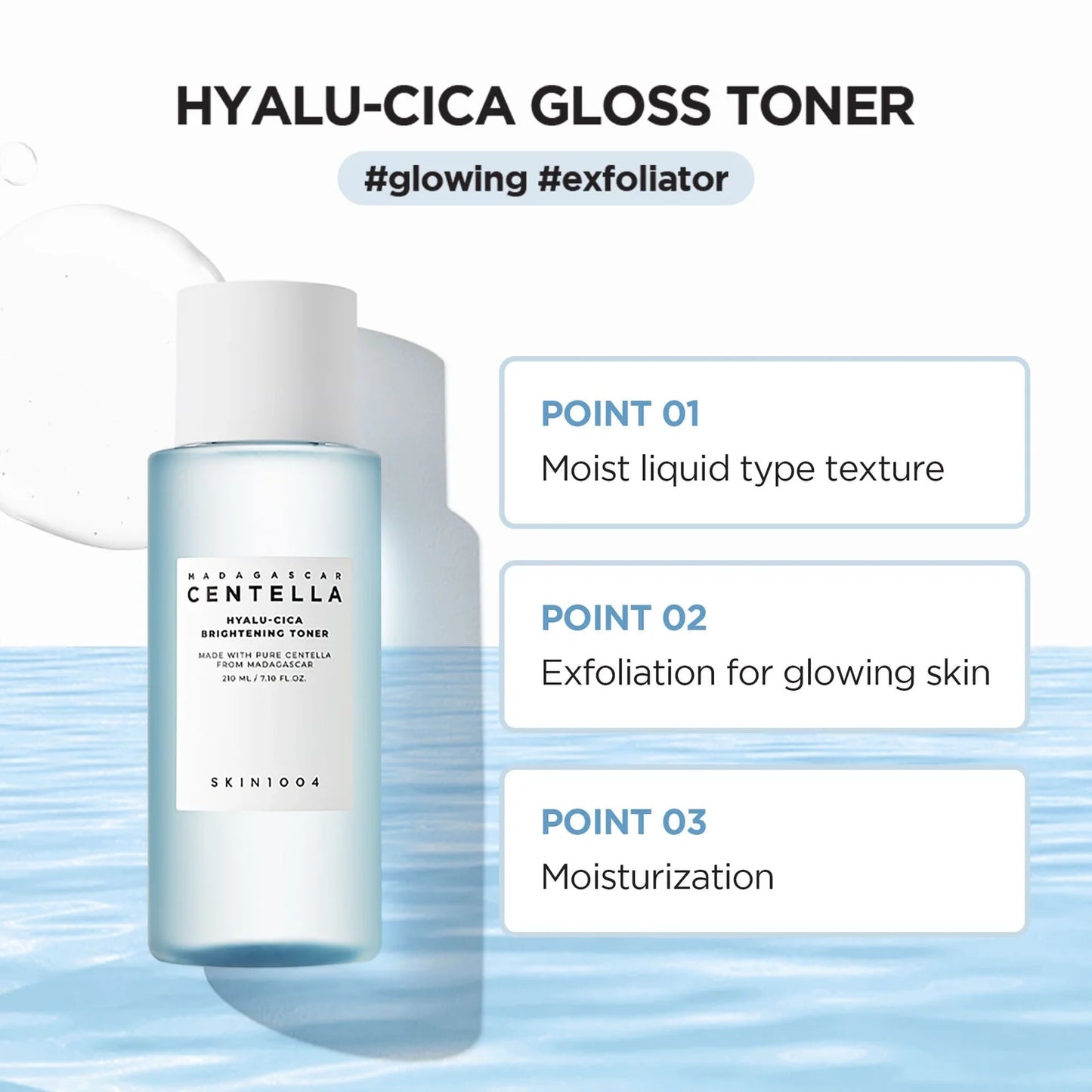 Madagascar Centella Hyalu-Cica Brightening Toner 210ml – Tónico exfoliante hidratante